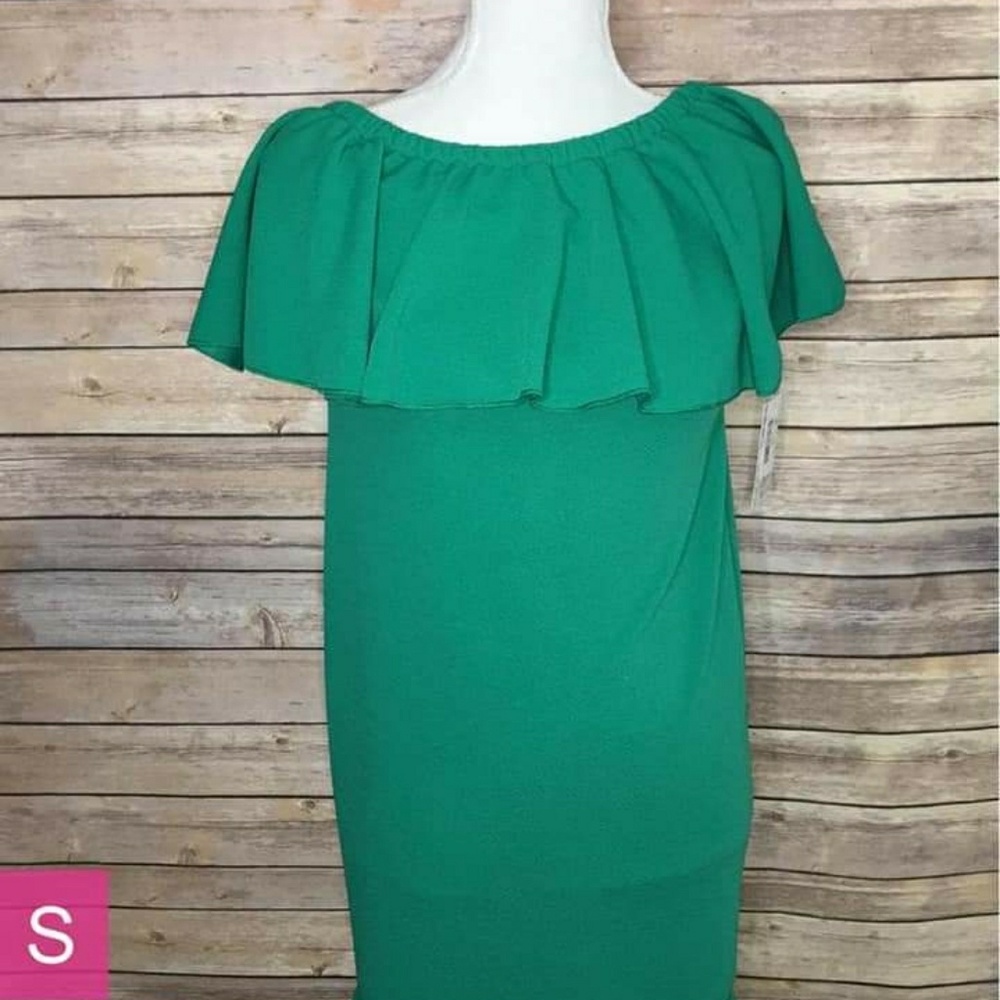 LuLaRoe Green Off-Shoulder Dress